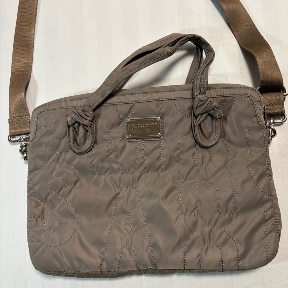 Marc by Marc Jacobs Standard Supply Quilted Tote Bag Taupe Nylon Crossbody